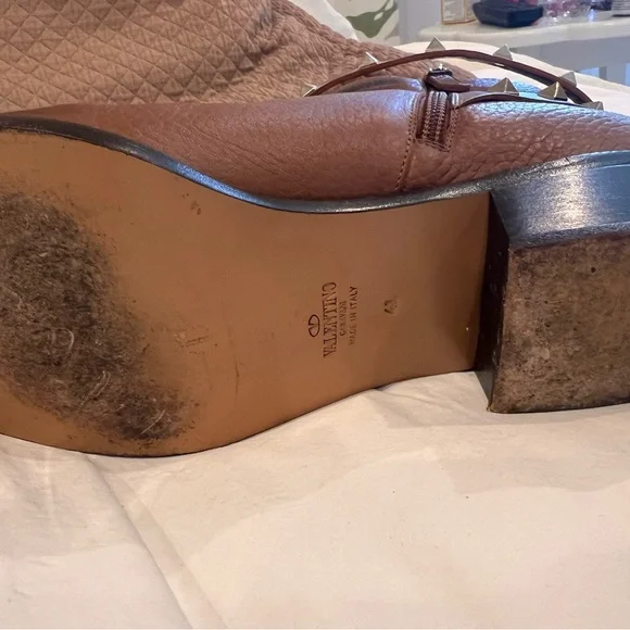 Valentino Brown Ankle Boots with Studded Strap - Picture 5 of 10